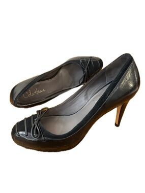 Cole Haan Air Violet 90 Black Leather Suede Lace Up Pumps Nike Air Size 8.5 Dark